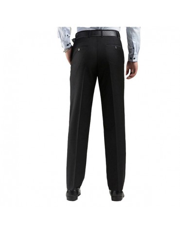 Mens Plus 30-48 Thicken Warm Flat Front Straight Loose Pants Business Casaul Suit Pants