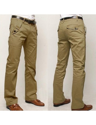 Mens Excellent Quality Cotton Solid Color Fashion Casual Slim Fit Straight Pants