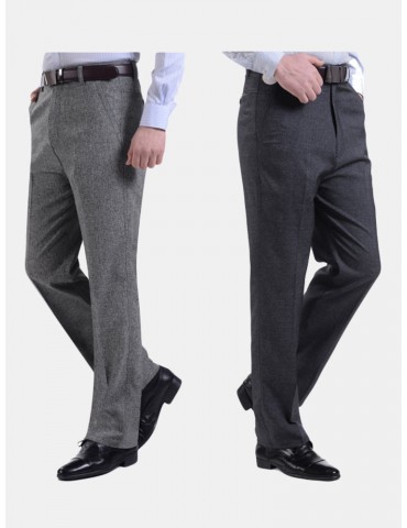 Mens Spring Summer Business Linen Dress Pants Casual Soft Flax Long Trousers