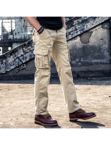 Mens Cotton Cargo Pants Outdoor Trousers with Muti-Pockets