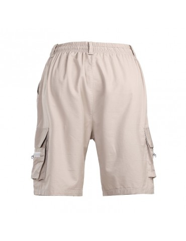 Mens Summer Multi-pocket Knee Length Cargo Shorts Solid Color Casual Breathable Cotton Shorts