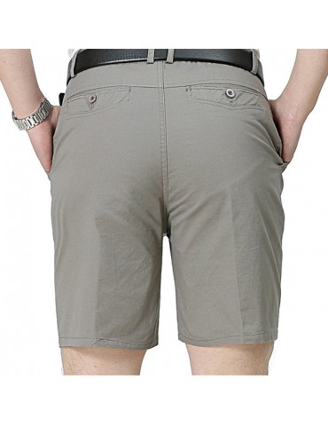 Mens Summer Thin Casual Business Solid Color Cotton Pocket Shorts