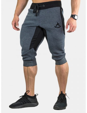 Mens Summer Cotton Breathable Drawstring Knee Length Casual Running Shorts