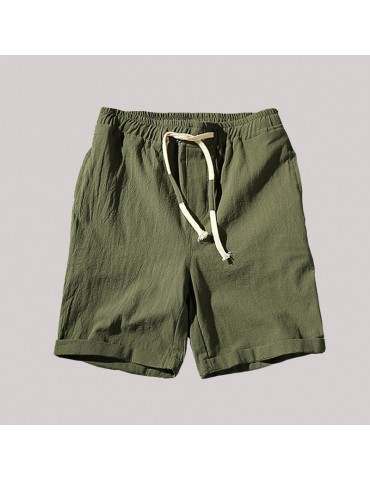 Mens Summer Breathable Brief Pure Color Elastic Drawstring Casual Thin Shorts