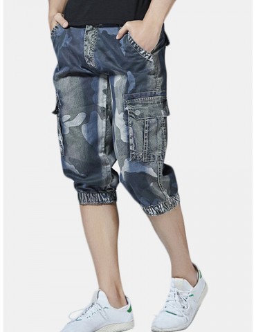 Casual Camo Multi Pockets Jogger Pants Short Jeans For Men