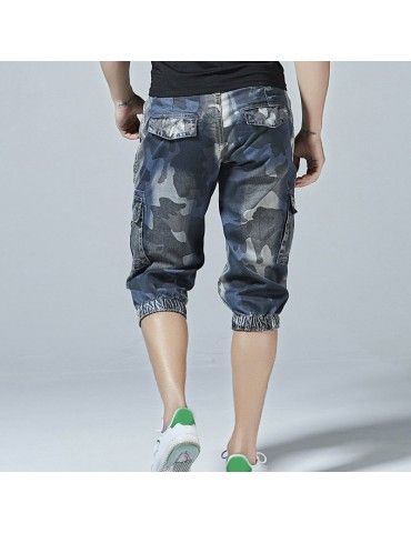 Casual Camo Multi Pockets Jogger Pants Short Jeans For Men