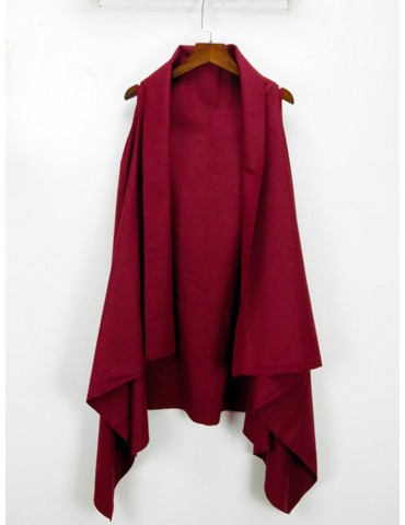 Solid Color Cloak Swallowtail Woolen Cardigan Vest