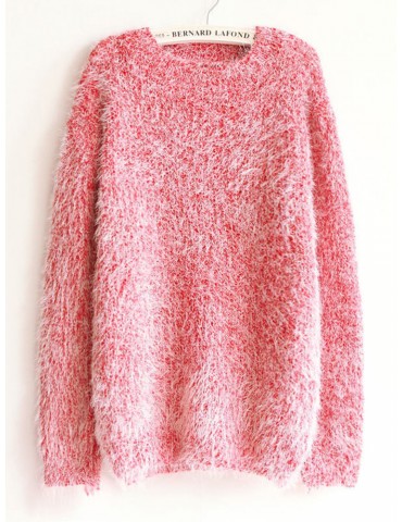 Solid Color Long Sleeve Pullover Mohair Sweaters