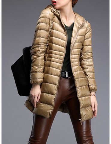 Casual Portable Brief Solid Color Women Light Down Jackets