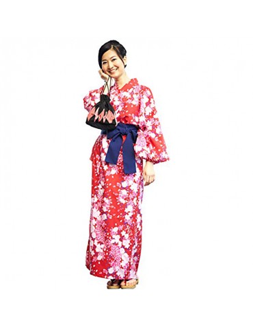Yukata Women Wholesale Long Cotton Japanese Traditional Court Sakura Floral Print Summer Women Yukata Dress For Ryokan