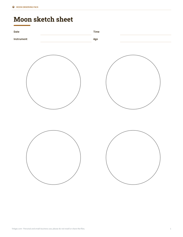 Preview of Printable Moon Sketch Sheet
